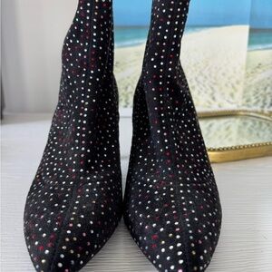 INC International Concept Black and multicolored Dot Ankle Booties